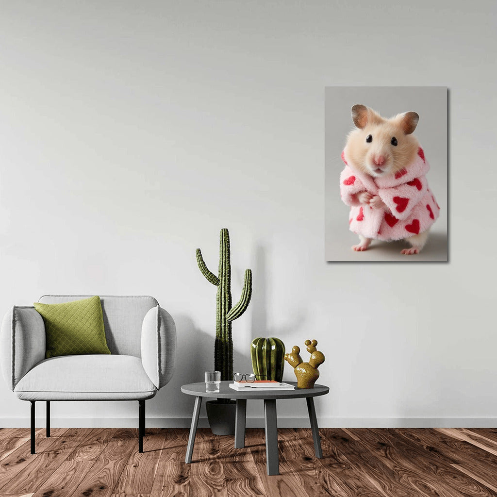 Fashionable Hamster in a Coat with Hearts for the Interior