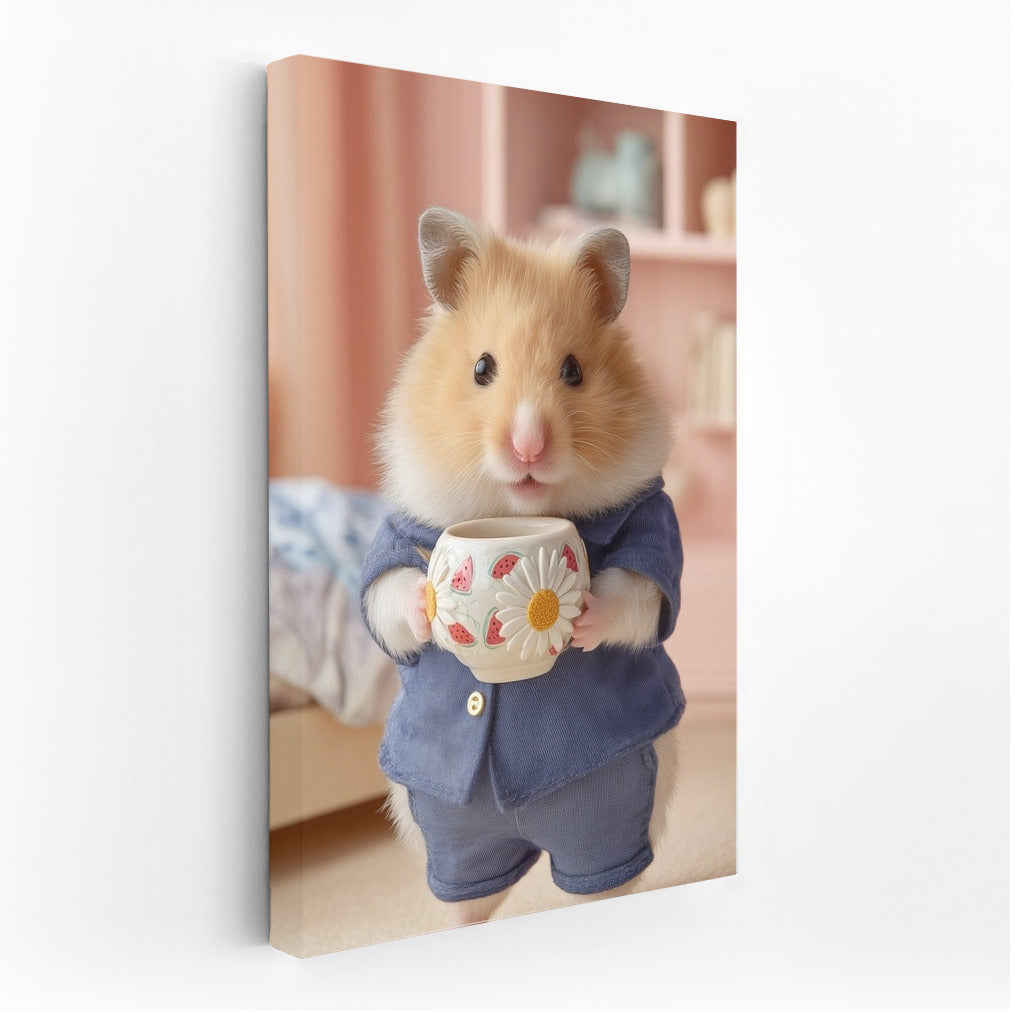 Stylish Hamster with Cup: Cozy Home Decor