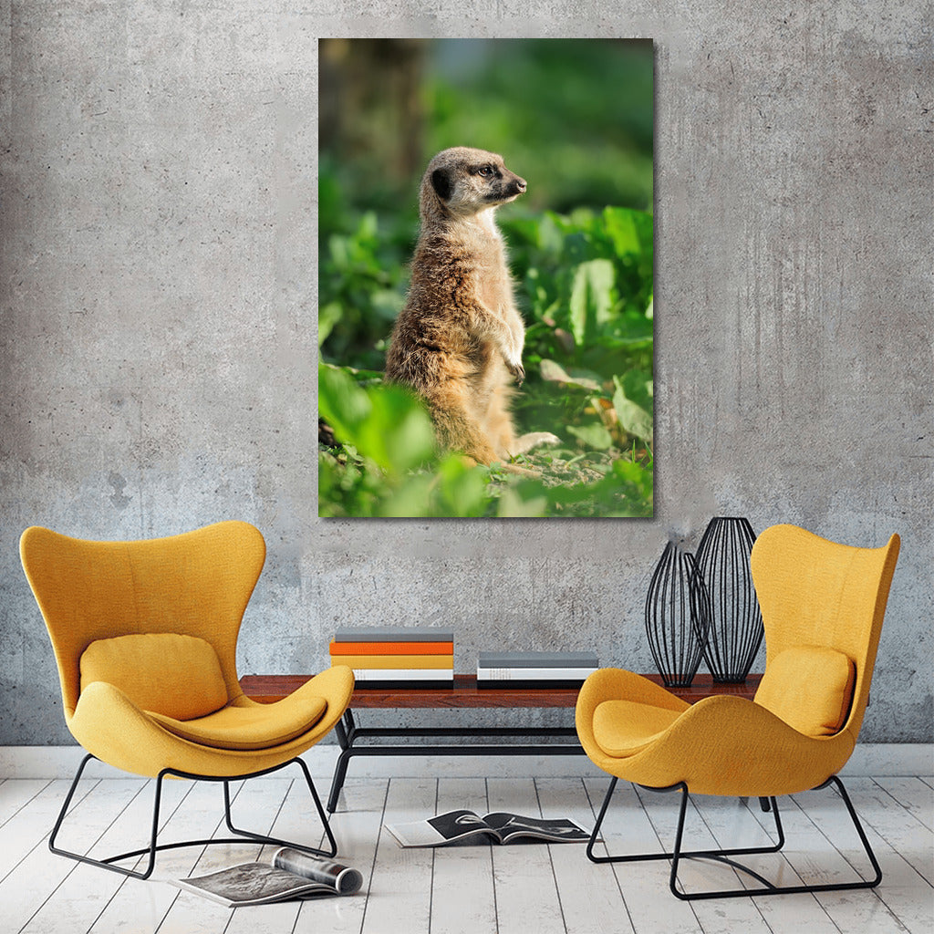 Meerkat in Emerald Green: Picturesque Wall Art