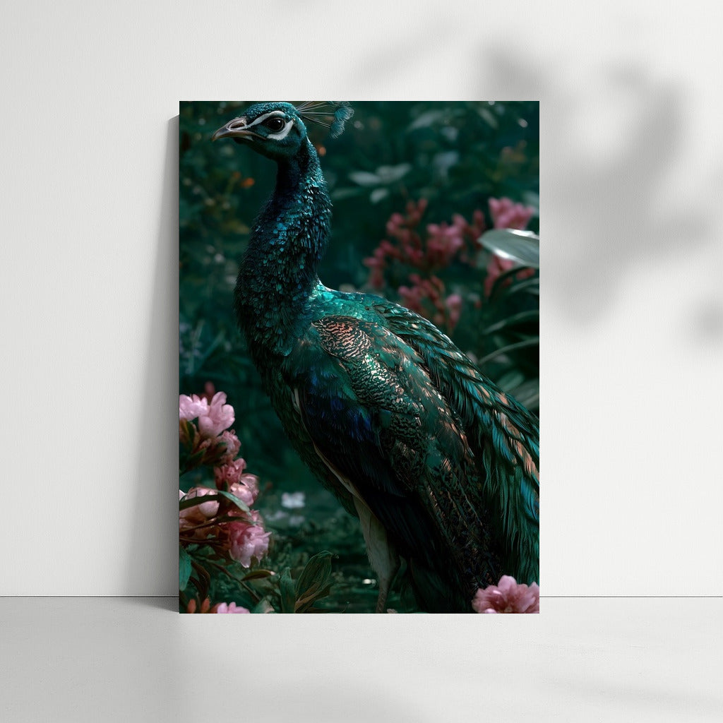Royal Peacock Amongst a Blooming Garden: Elegance of Nature for Your Interior
