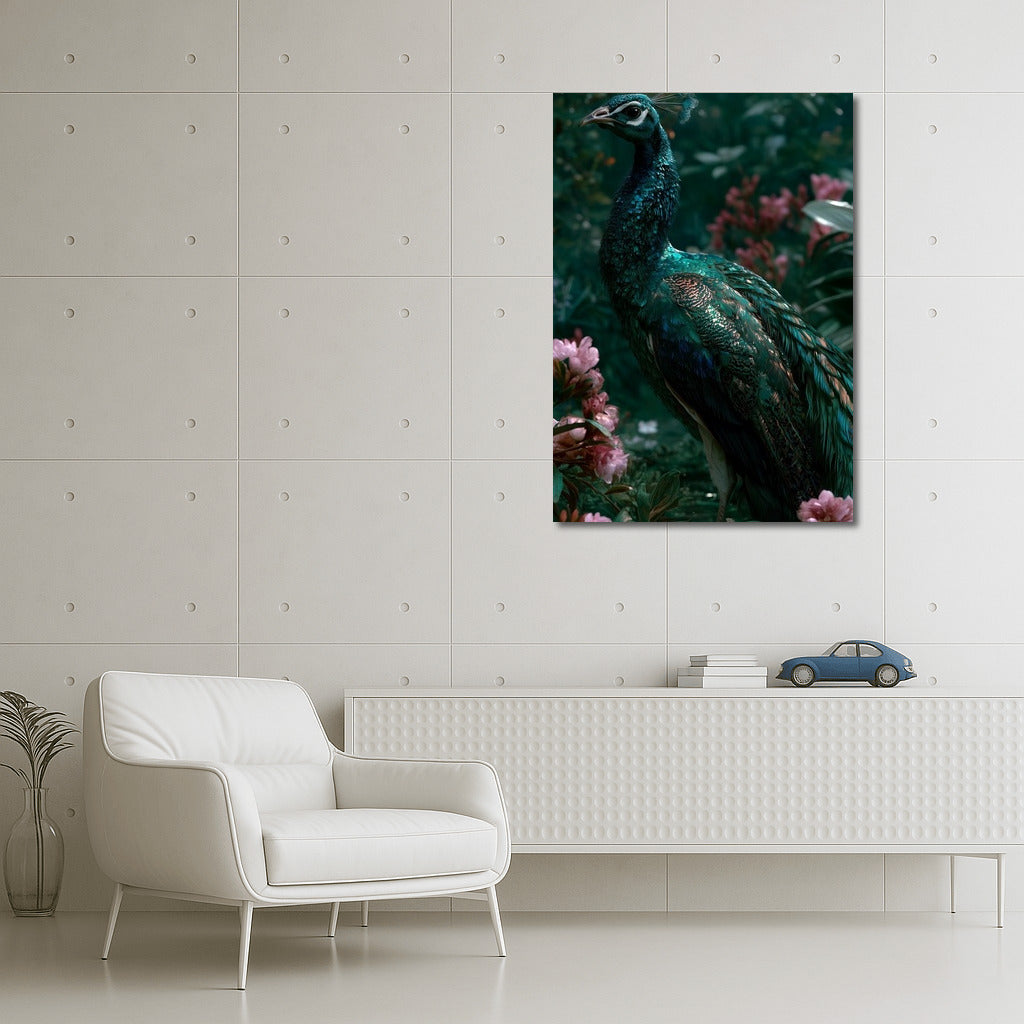 Royal Peacock Amongst a Blooming Garden: Elegance of Nature for Your Interior