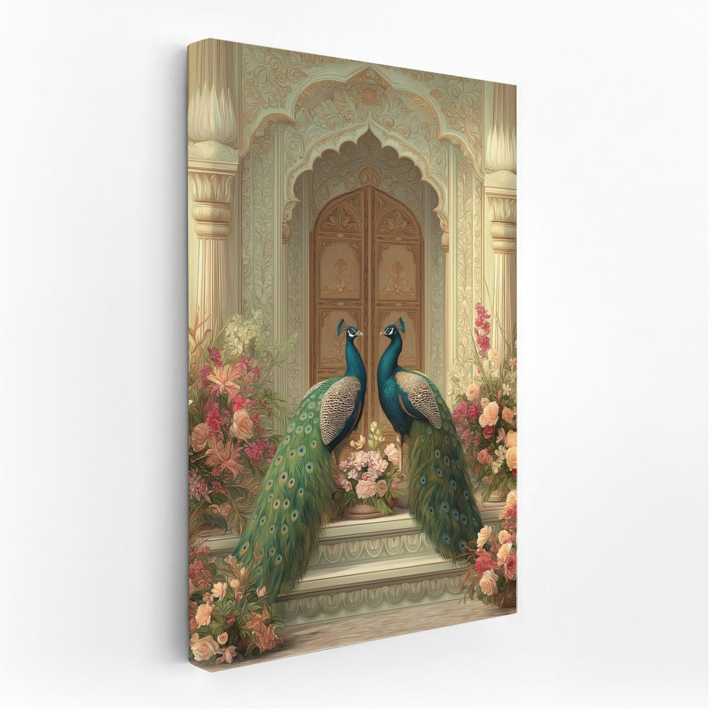 Symphony of Flowers: Elegant Peacocks in the Interior