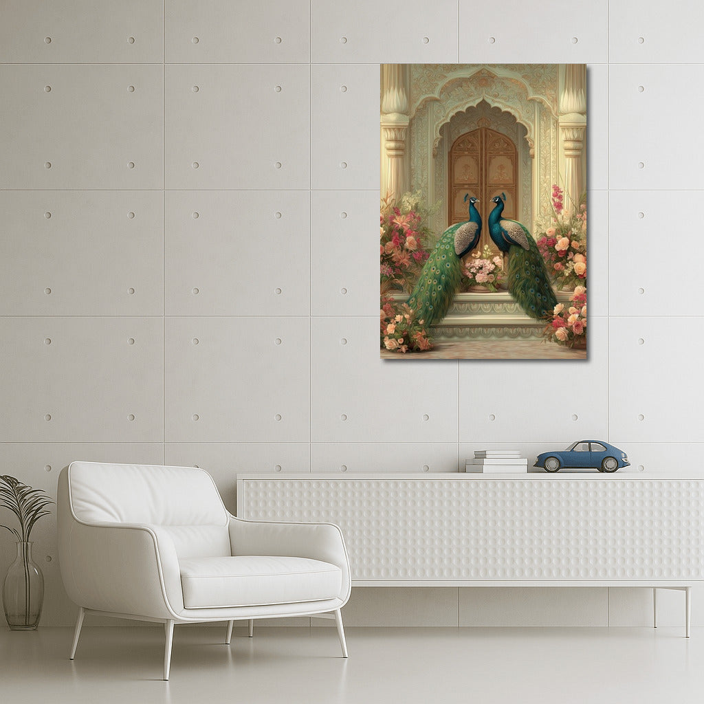 Symphony of Flowers: Elegant Peacocks in the Interior