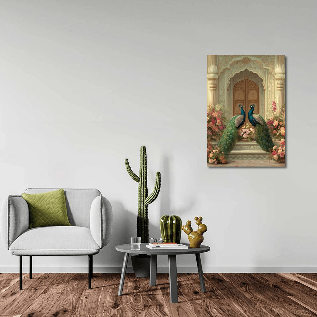 Symphony of Flowers: Elegant Peacocks in the Interior