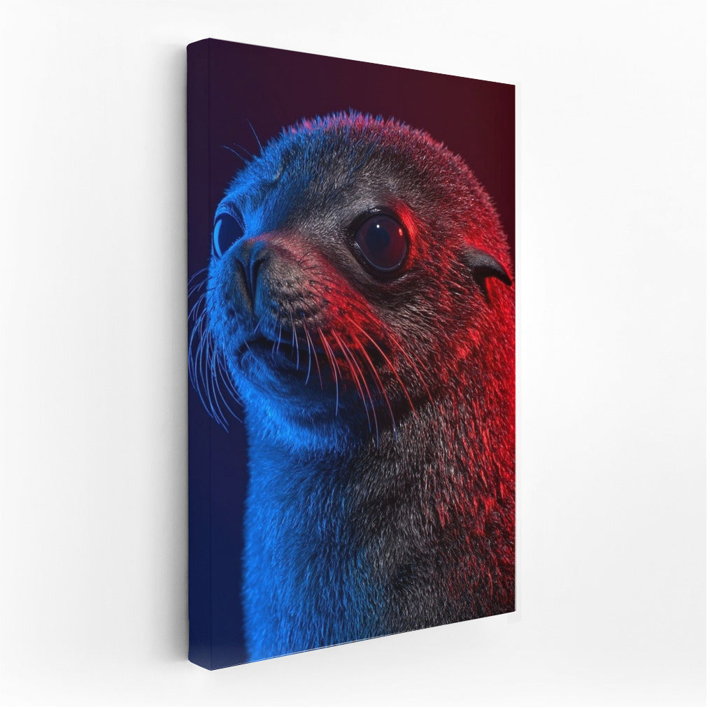 Shining Seal in Blue and Red: Picturesque Wall Art