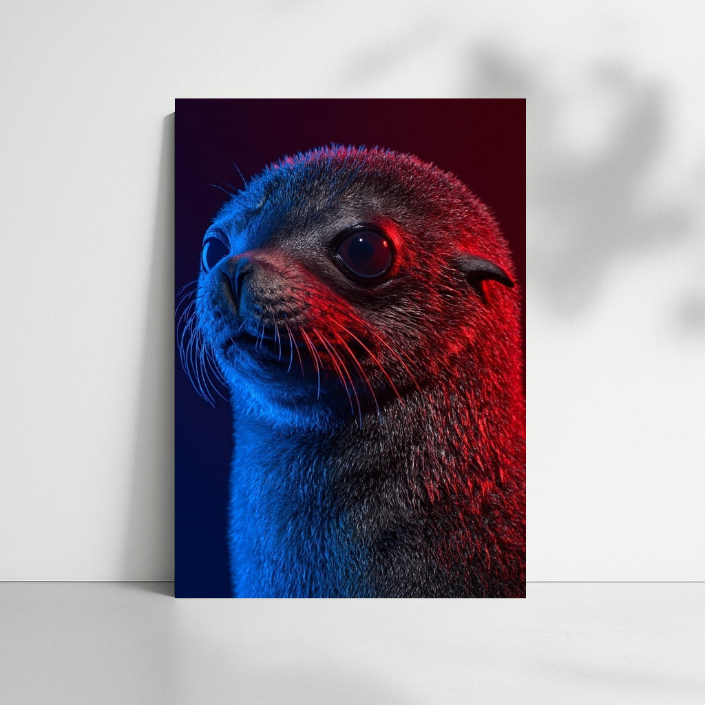 Shining Seal in Blue and Red: Picturesque Wall Art