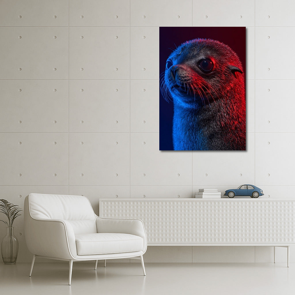 Shining Seal in Blue and Red: Picturesque Wall Art