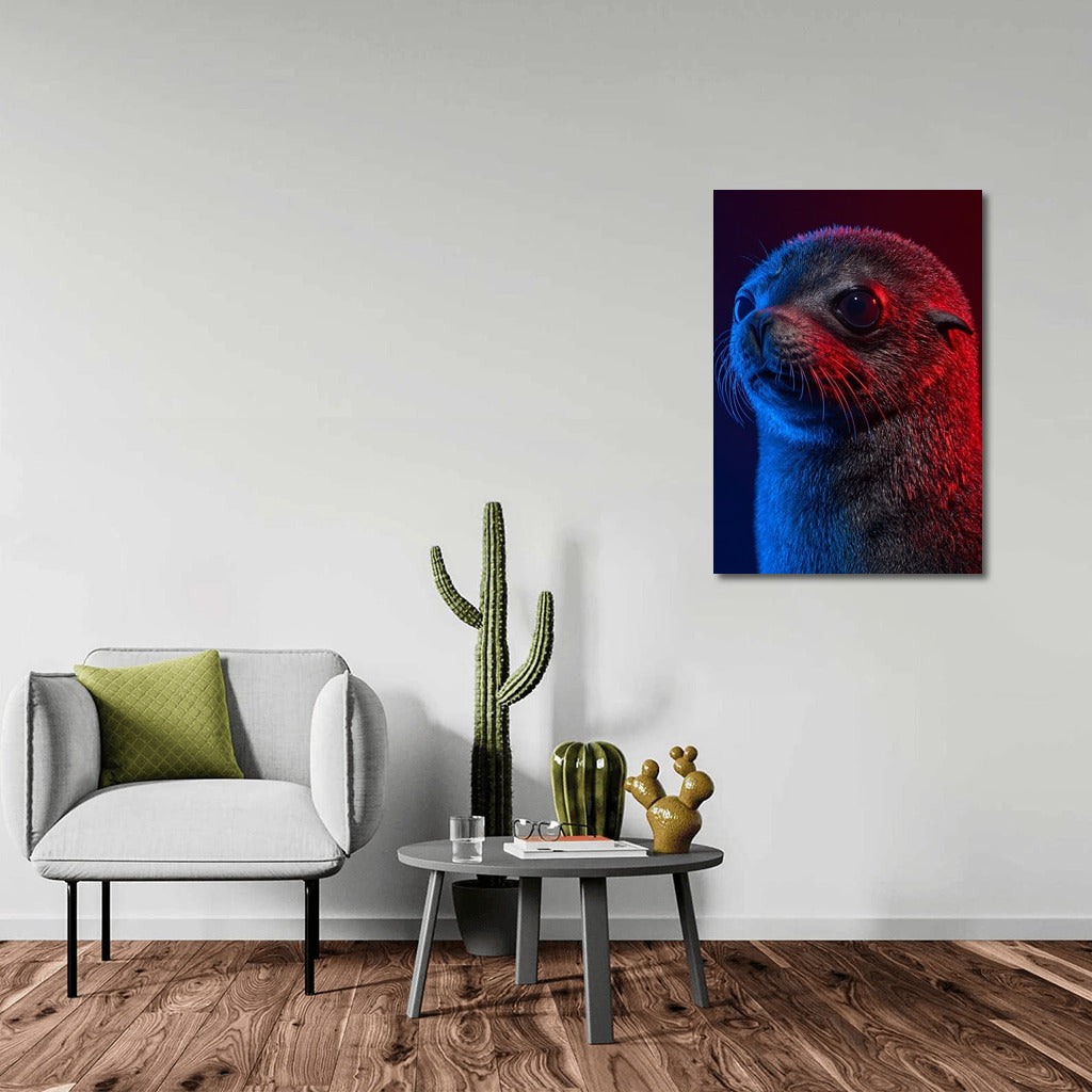 Shining Seal in Blue and Red: Picturesque Wall Art