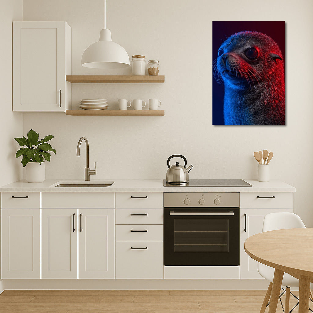 Shining Seal in Blue and Red: Picturesque Wall Art