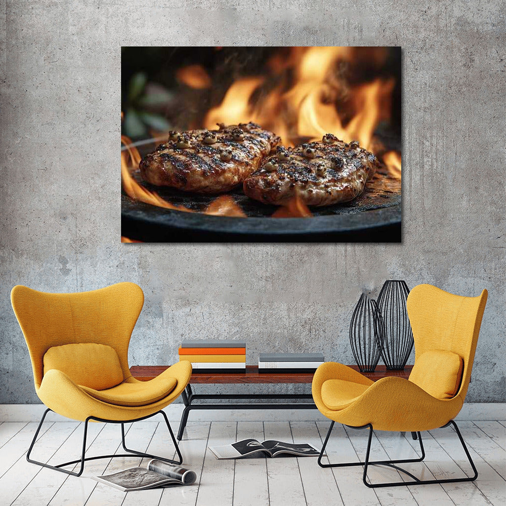 Grill Symphony: Juicy Steaks on the Wall