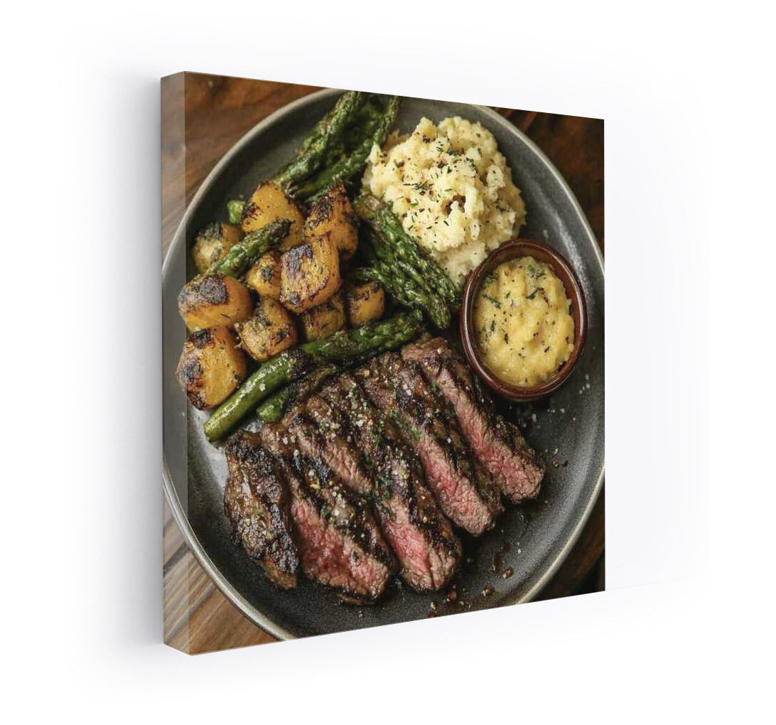 Juicy Steak and Vegetables: A Gastronomic Masterpiece on Your Wall
