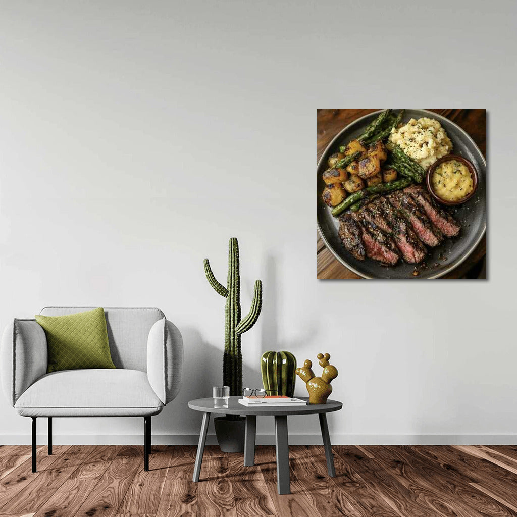 Juicy Steak and Vegetables: A Gastronomic Masterpiece on Your Wall