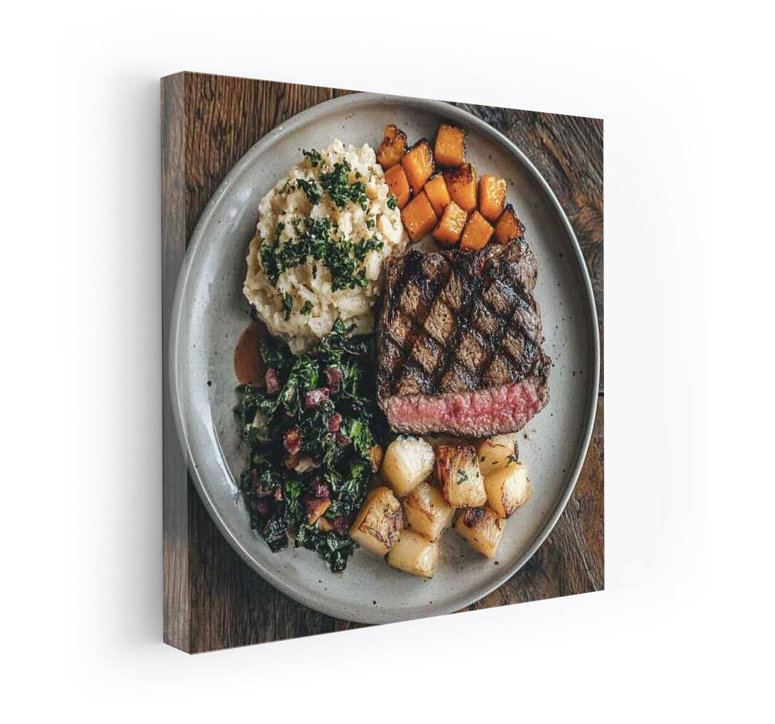 Gourmet Steak with Vegetables: Kitchen Wall Decor