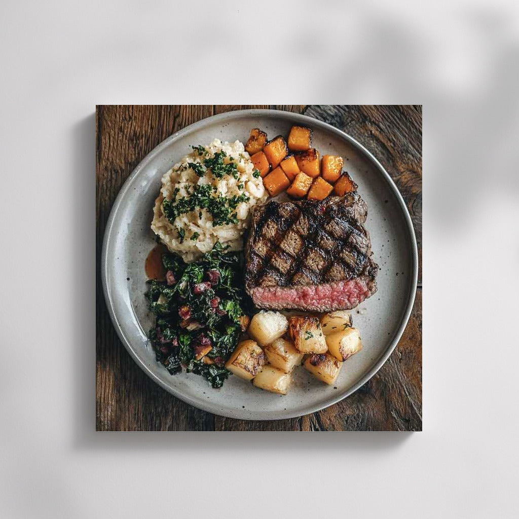Gourmet Steak with Vegetables: Kitchen Wall Decor