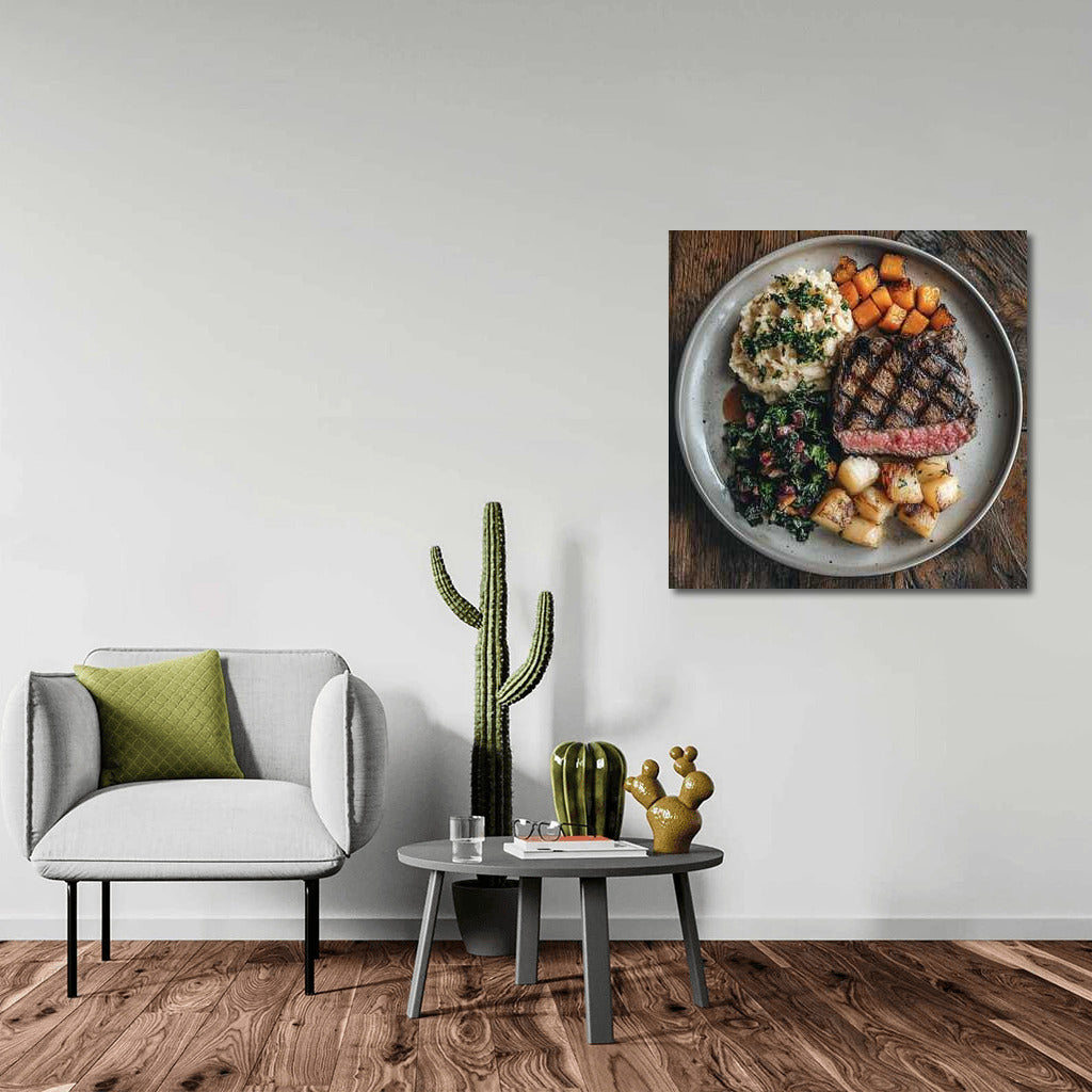 Gourmet Steak with Vegetables: Kitchen Wall Decor