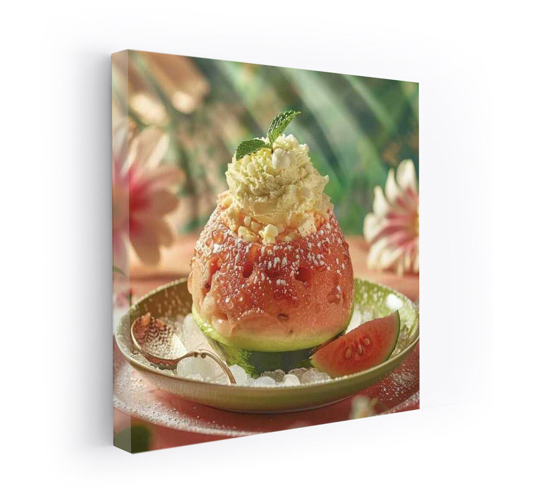 Juicy Watermelon Fresh with Ice Cream: Summer Dessert for the Mood