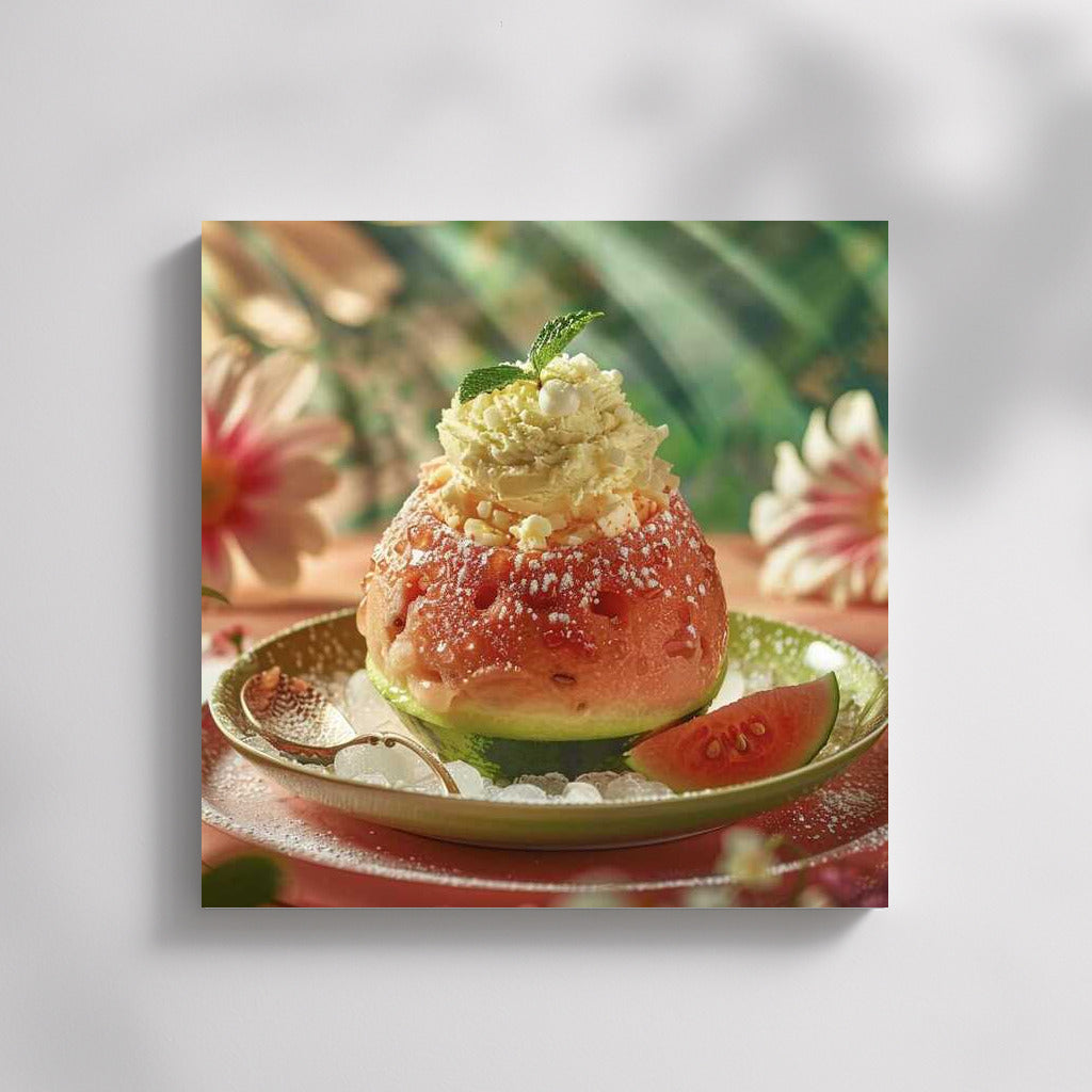 Juicy Watermelon Fresh with Ice Cream: Summer Dessert for the Mood