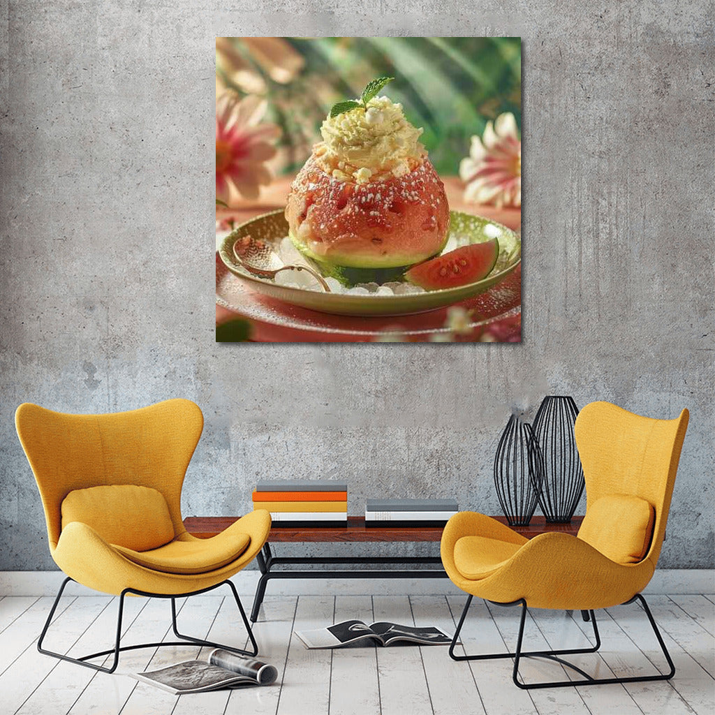 Juicy Watermelon Fresh with Ice Cream: Summer Dessert for the Mood