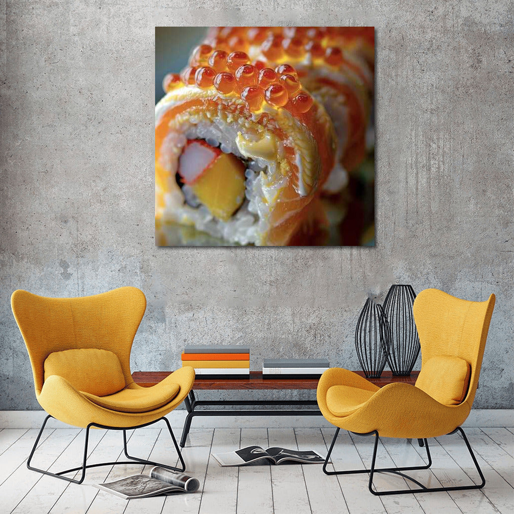 Gastronomic Masterpiece: Sushi Roll on the Wall