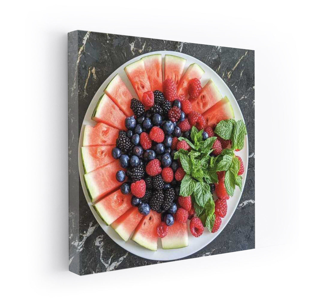 Summer Fruit Platter: Watermelon and Berries with Mint