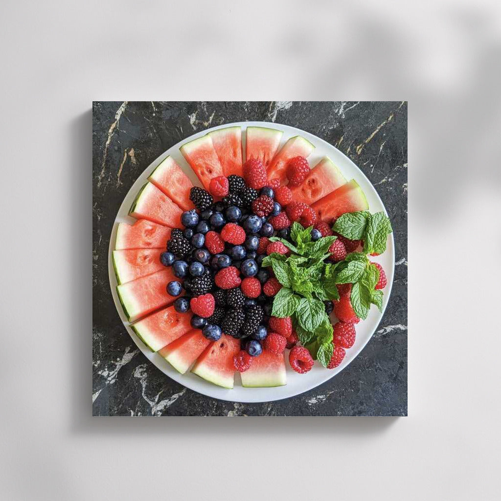 Summer Fruit Platter: Watermelon and Berries with Mint