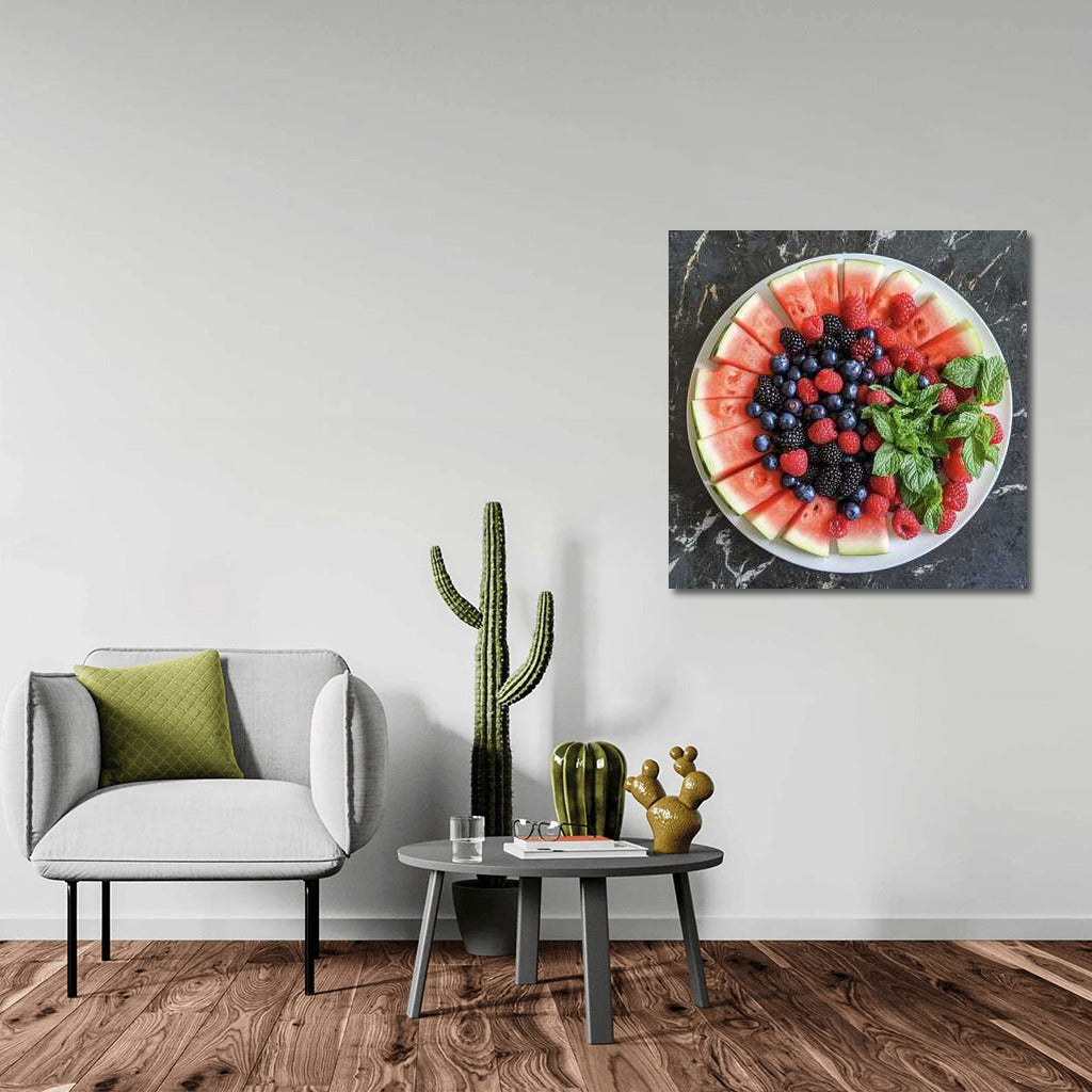 Summer Fruit Platter: Watermelon and Berries with Mint