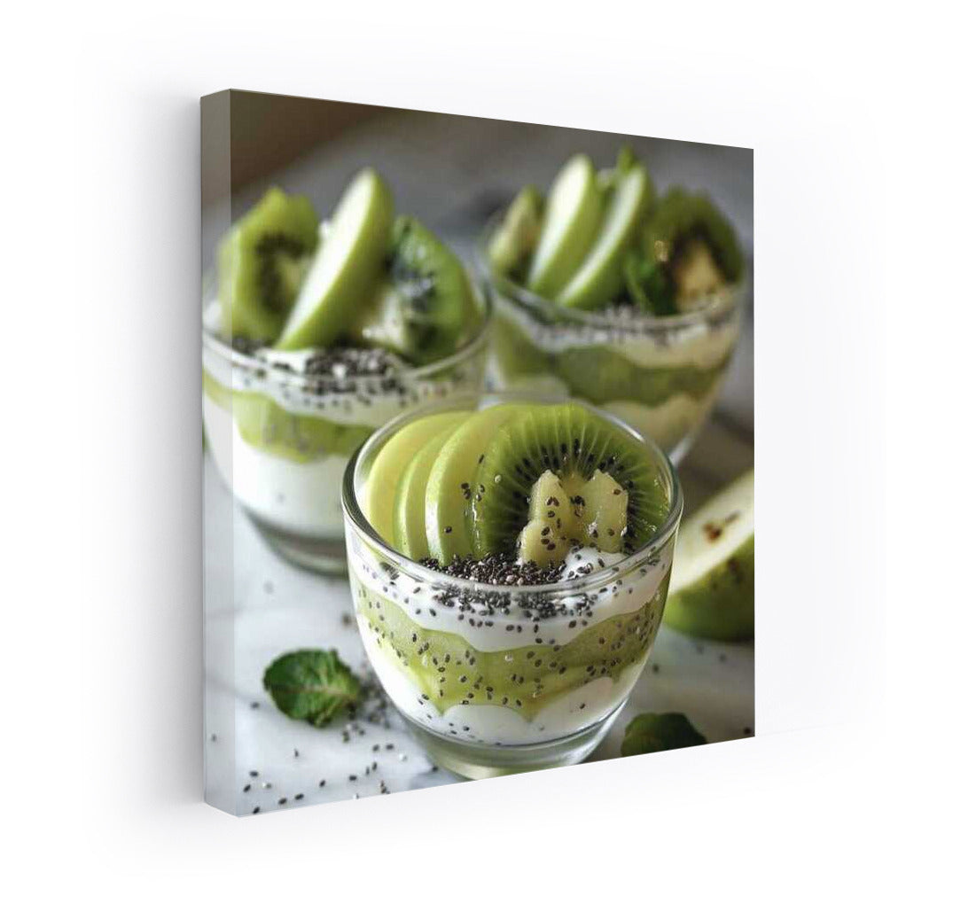 Freshness of Natural Yogurt with Kiwi and Chia for the Kitchen
