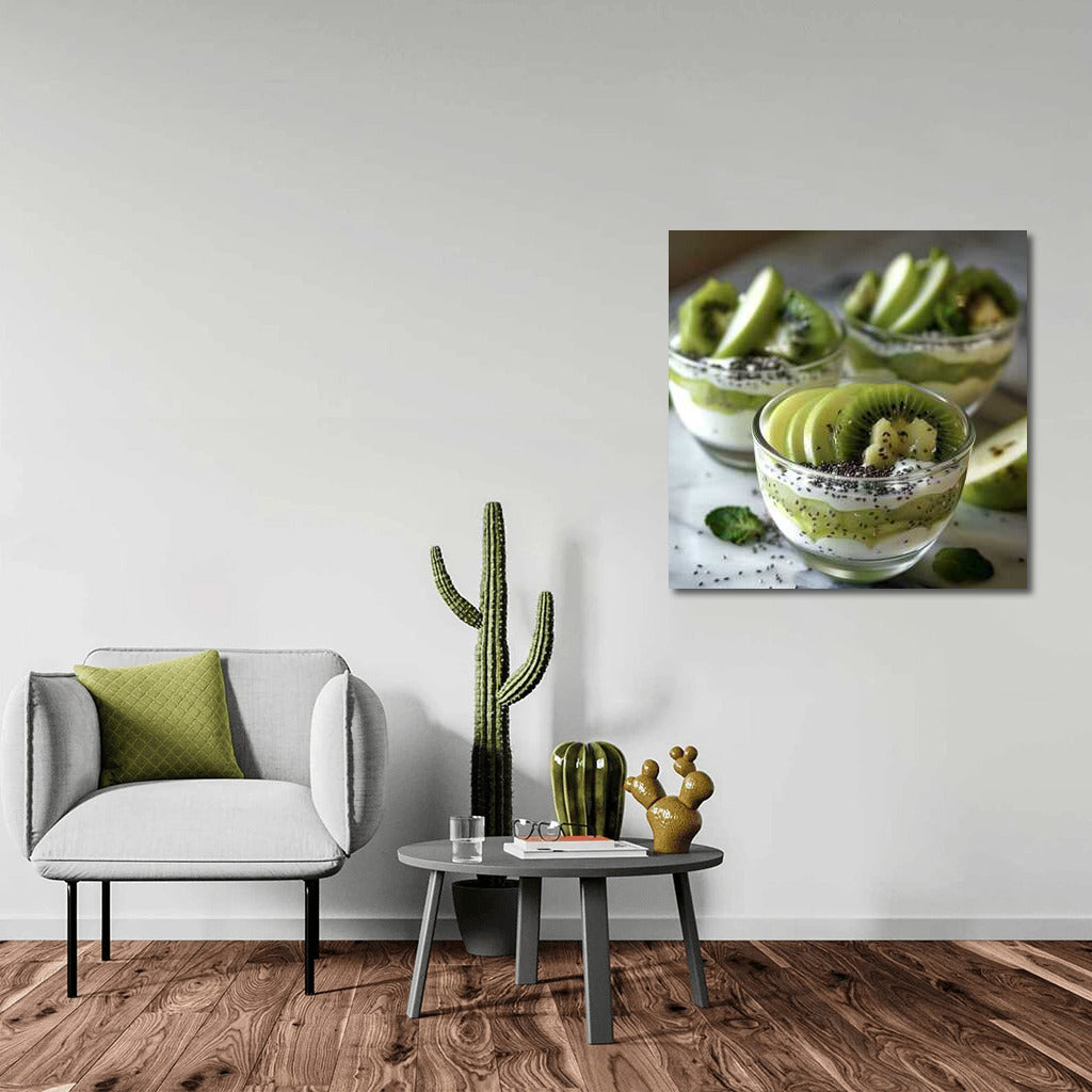 Freshness of Natural Yogurt with Kiwi and Chia for the Kitchen