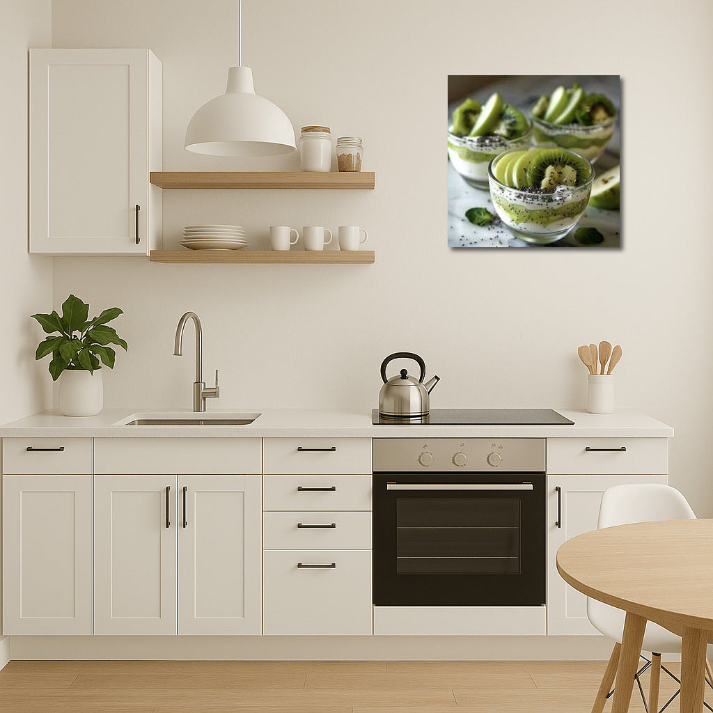 Freshness of Natural Yogurt with Kiwi and Chia for the Kitchen