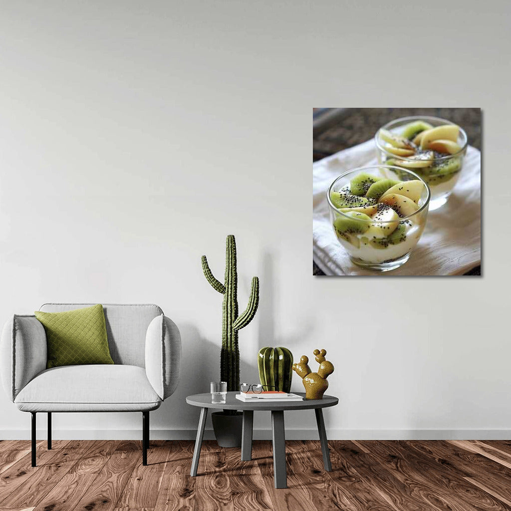 Freshness of Natural Yogurt with Kiwi and Apples: Dessert for Gourmets