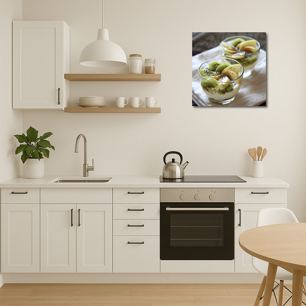 Freshness of Natural Yogurt with Kiwi and Apples: Dessert for Gourmets