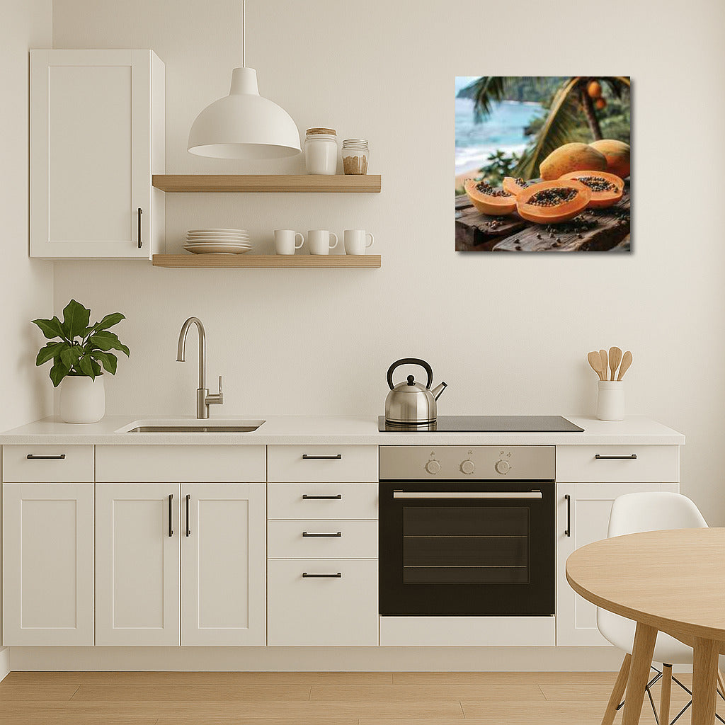 Tropical Papaya on Wooden Table: Inspiration for Gourmets