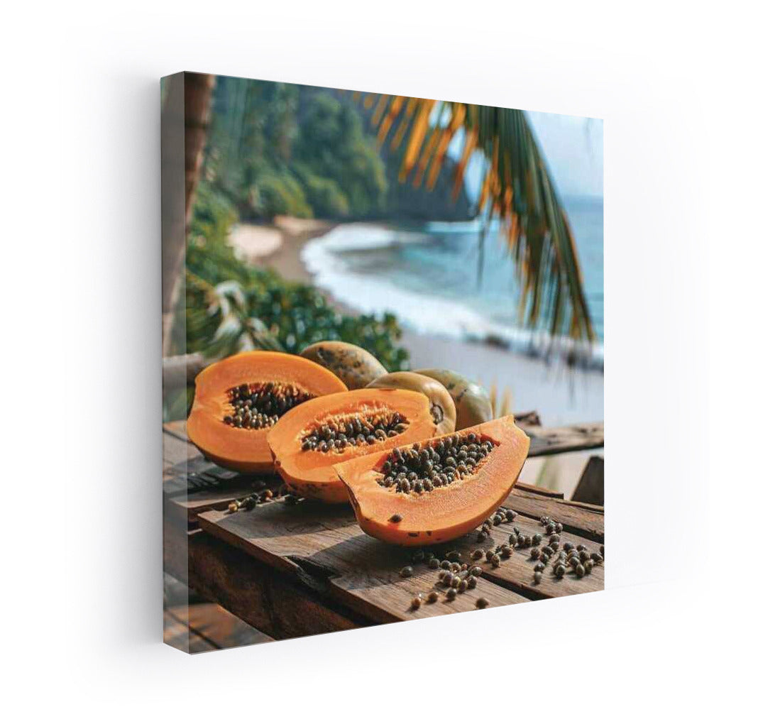 Tropical Papaya on the Sea Table