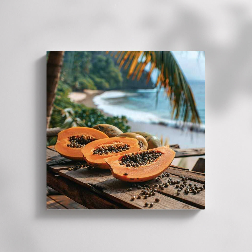 Tropical Papaya on the Sea Table