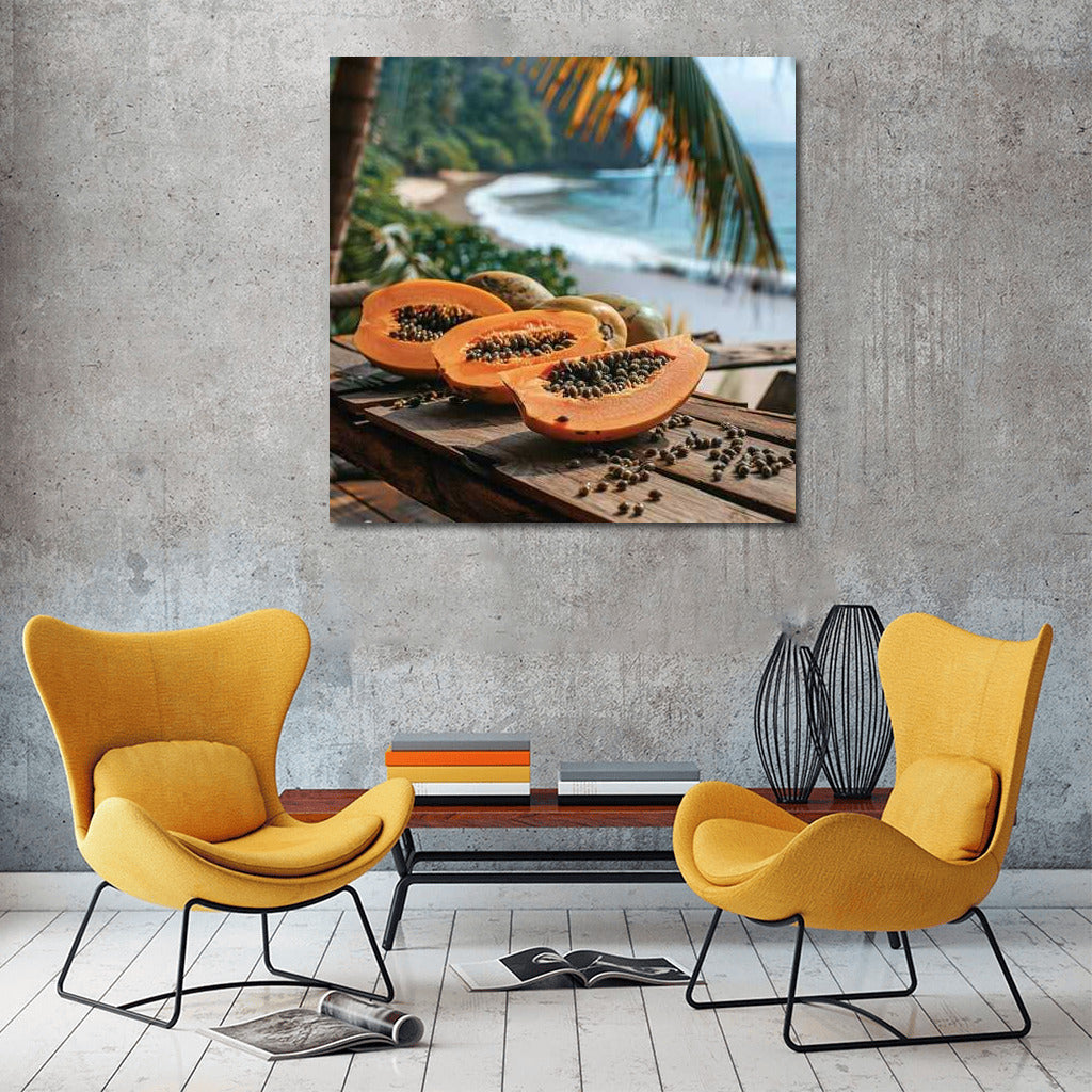 Tropical Papaya on the Sea Table
