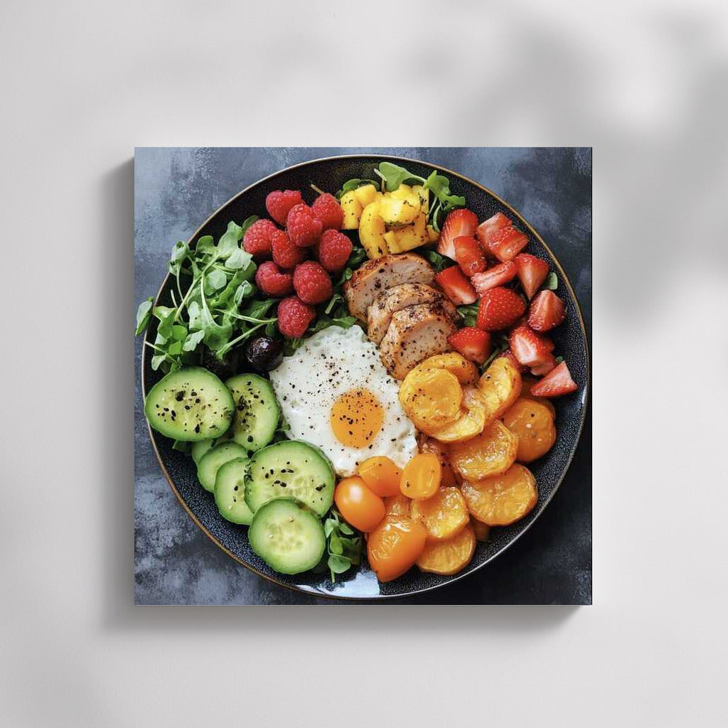 Juicy Breakfast: Bright Berries and Sunny Egg