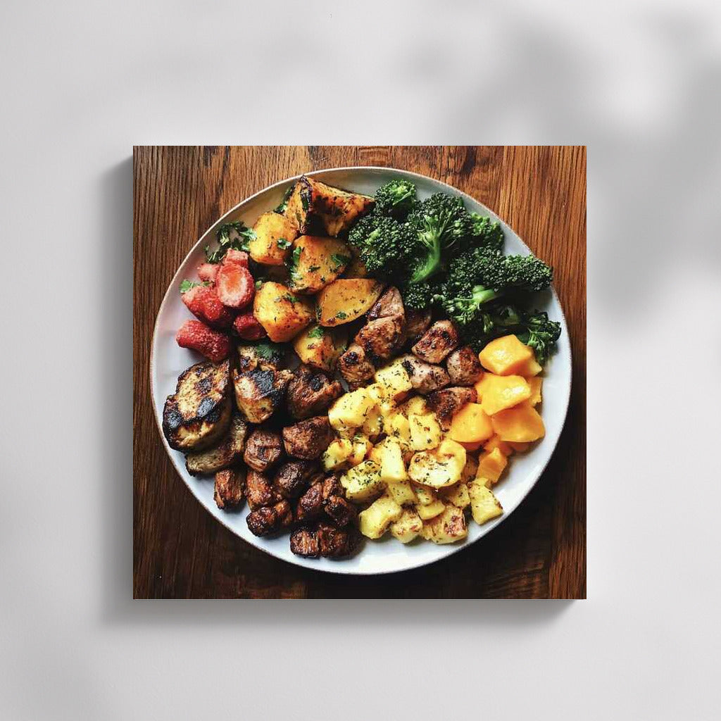 Gourmet Symphony: A Vibrant Explosion of Roasted Vegetables and Juicy Fruits