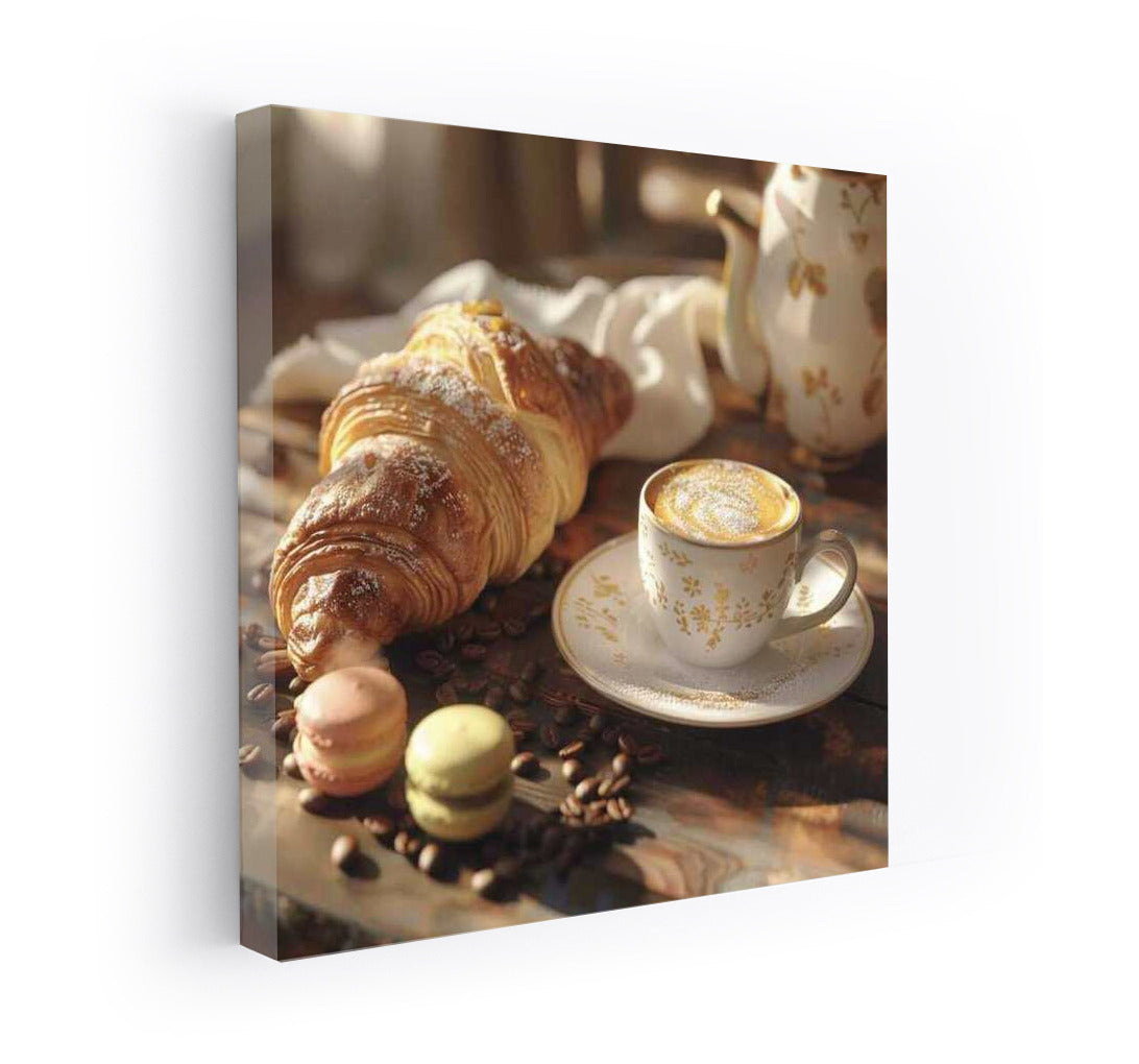 Cozy Morning: Coffee, Croissant and Macarons