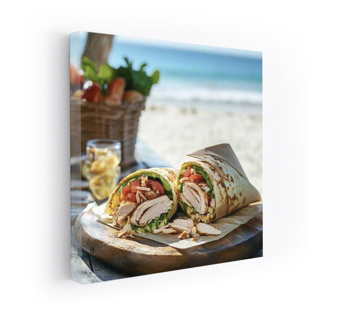 Beach Sunset Chicken Roll: Gastronomic Photography