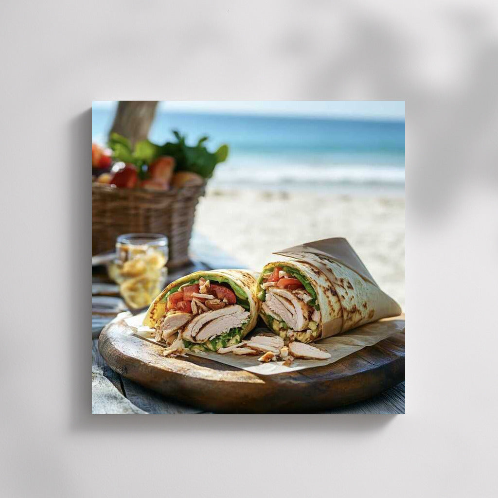 Beach Sunset Chicken Roll: Gastronomic Photography