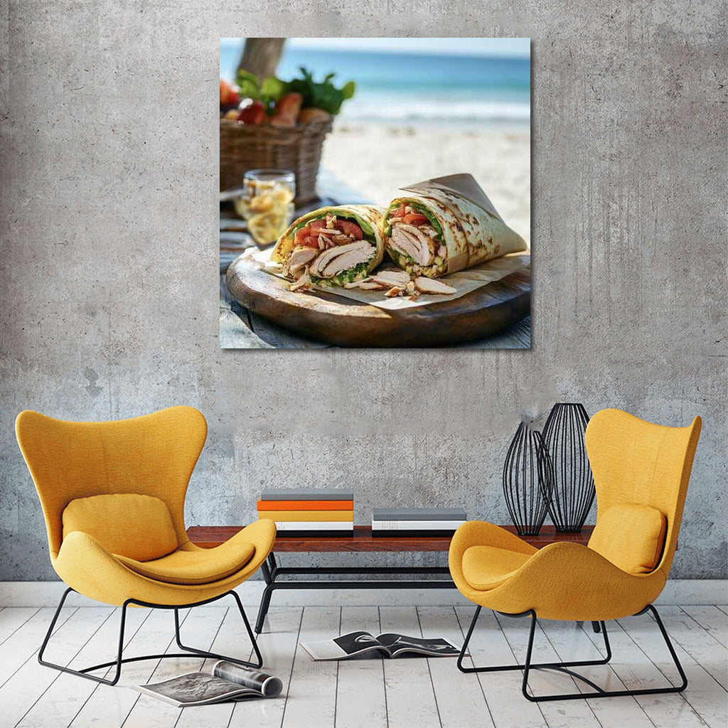 Beach Sunset Chicken Roll: Gastronomic Photography