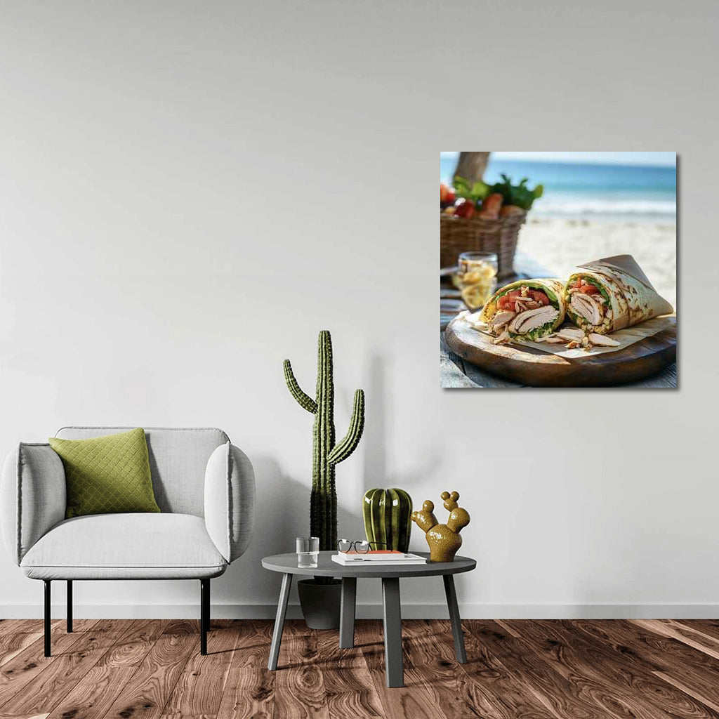 Beach Sunset Chicken Roll: Gastronomic Photography