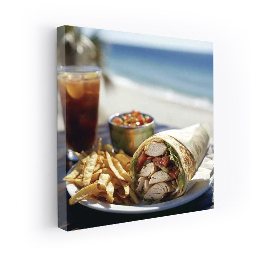 Burrito by the Sea: A Mouthwatering Photo with Golden Potatoes