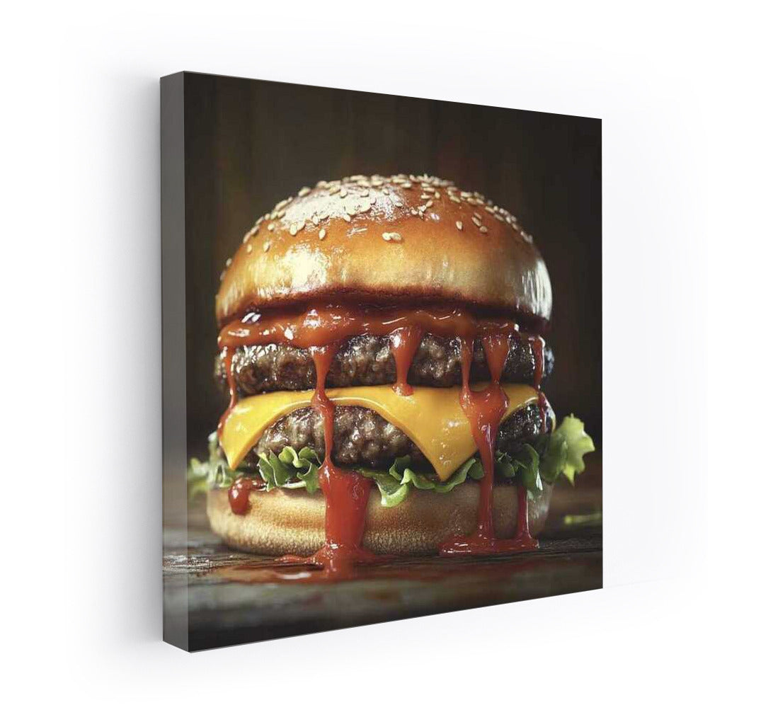 Burger Temptation: A Juicy Gourmet Masterpiece on Your Wall