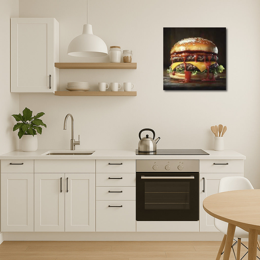 Burger Temptation: A Juicy Gourmet Masterpiece on Your Wall