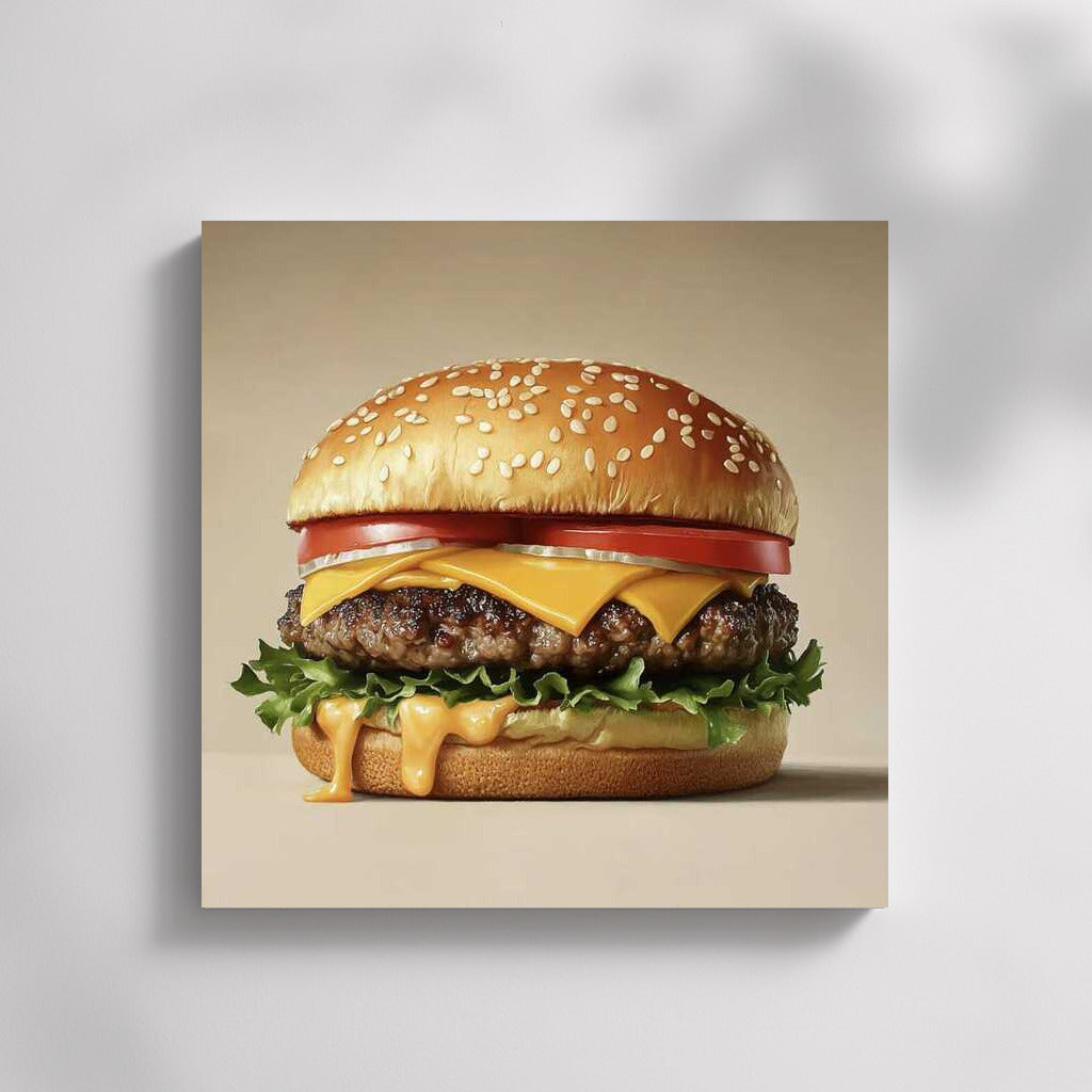 Gourmet Burger: Cheese and Freshness on Your Wall