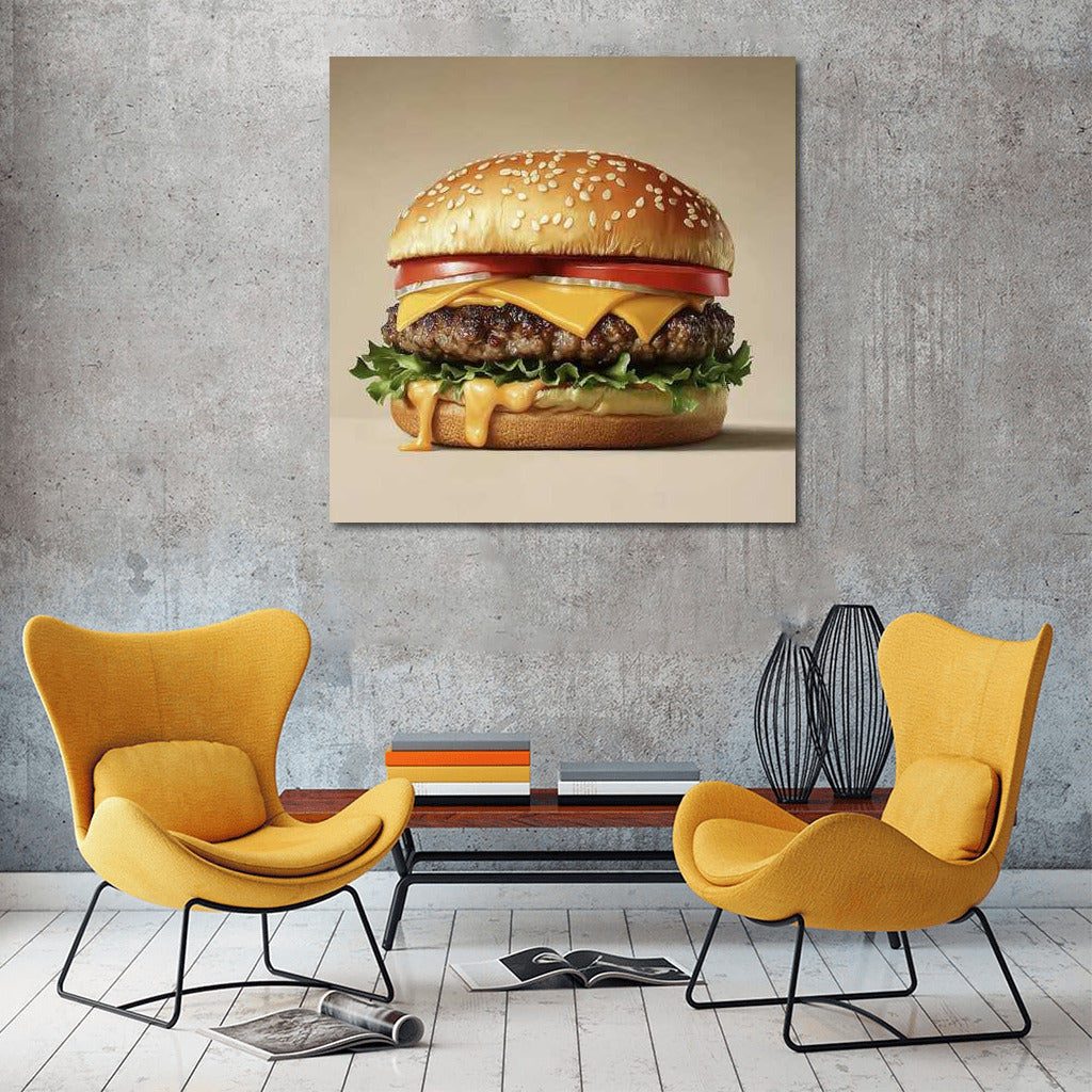 Gourmet Burger: Cheese and Freshness on Your Wall