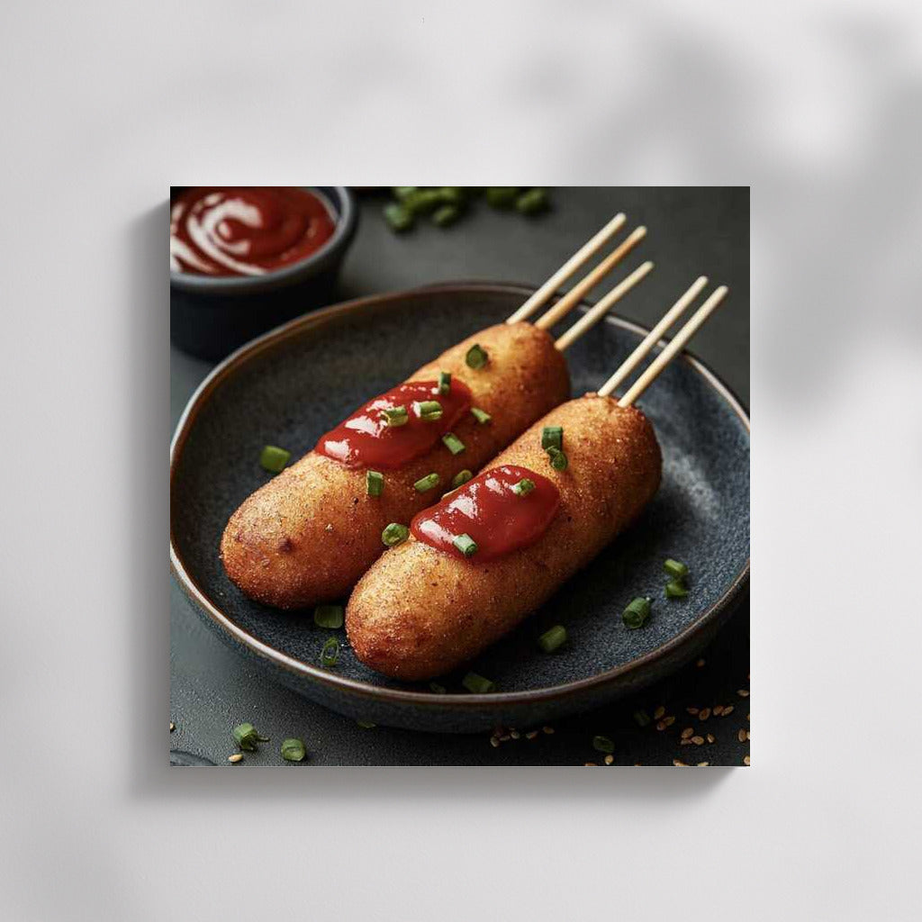 Juicy Corndogs with Ketchup: Appetizing Decor for Your Home