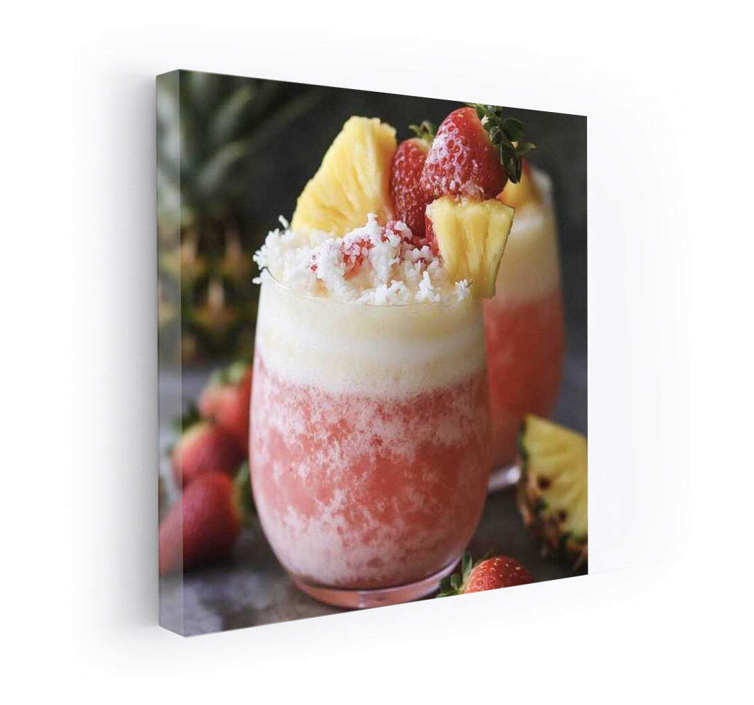 Tropical Blast: Coconut Strawberry Pineapple Cocktail