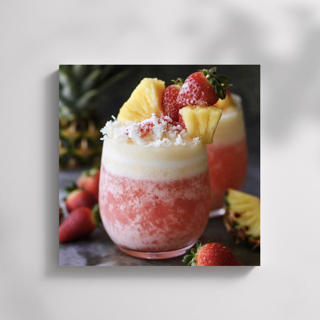 Tropical Blast: Coconut Strawberry Pineapple Cocktail